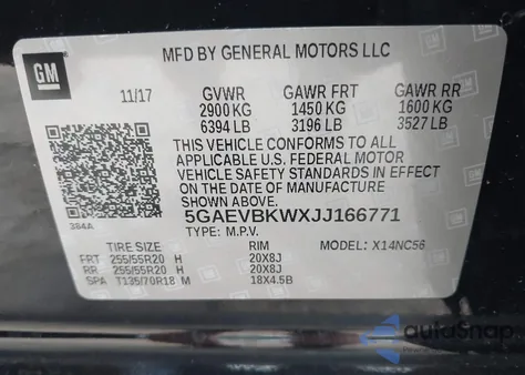 2018 Buick Enclave Premium z USA, uszkodzony, nr VIN 5GAEVBKWXJJ166771